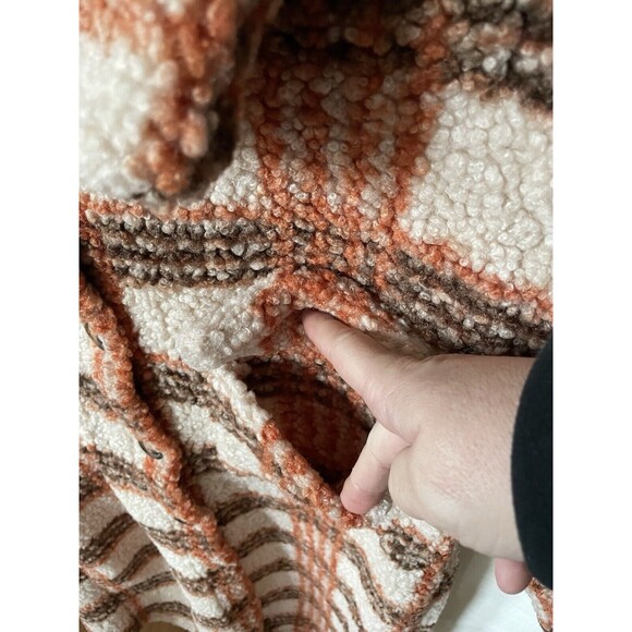 Vintage Women Fall Plaid Sherpa Like Jacket- Comfy, Oversized Long Sleeve Warm - Picture 2 of 8